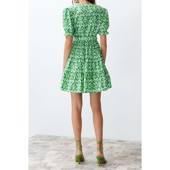 New Regular Casual Daily Terrycotton Woven Double Breasted Short Sleeve Skater Midi Length Dress