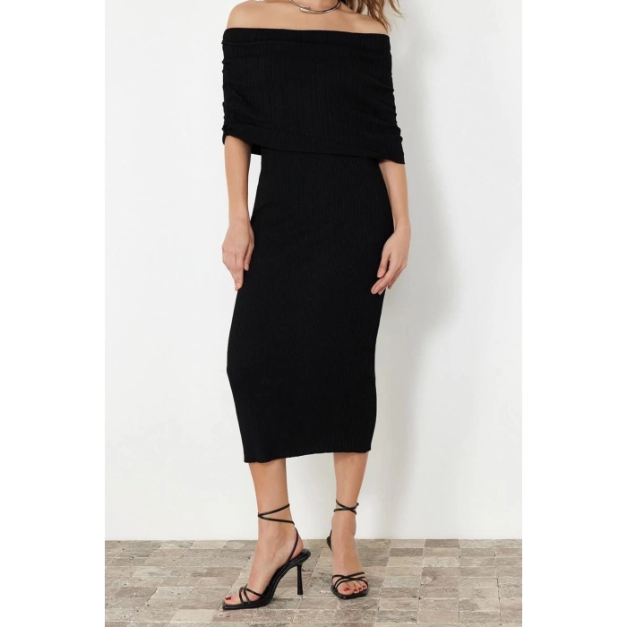 New Regular Casual Daily Single Plate Knitwear Carmen Collar Sleeveless Sleeve Shift Maxi Length Dress
