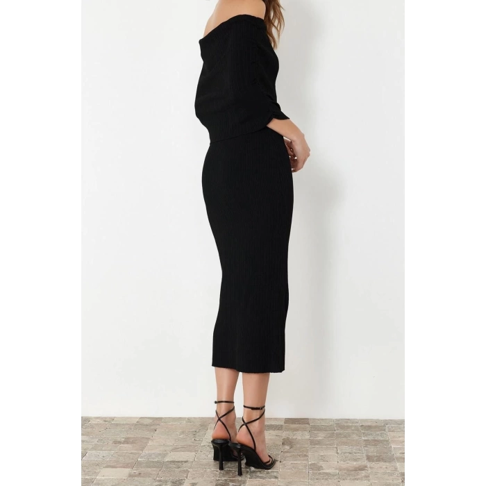 New Regular Casual Daily Single Plate Knitwear Carmen Collar Sleeveless Sleeve Shift Maxi Length Dress