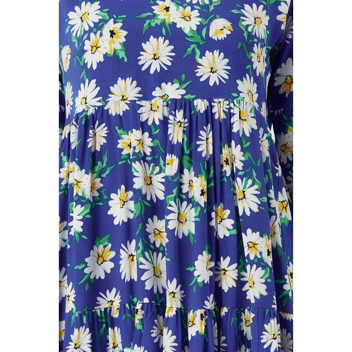 New Regular Casual Daily Shally Woven V Neck Three Quarter Sleeve Shift Midi Length Dress