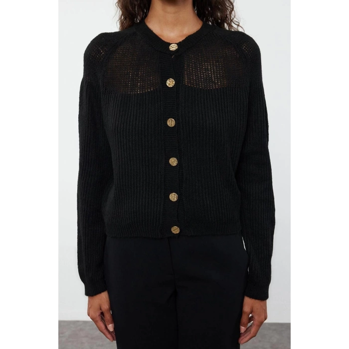Kadın Moda Şık Crop Bisiklet Yaka Regular Crop Yumuşak Dokulu Gevşek Örgü Triko Hırka