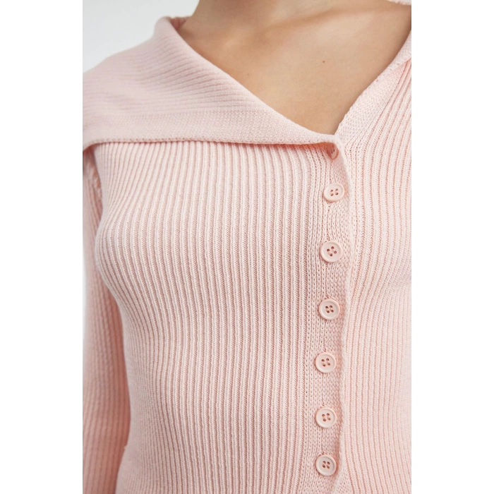Women Fashion Stylish Regular Asymmetric Collar Slim Premium Yarn Knitwear Cardigan