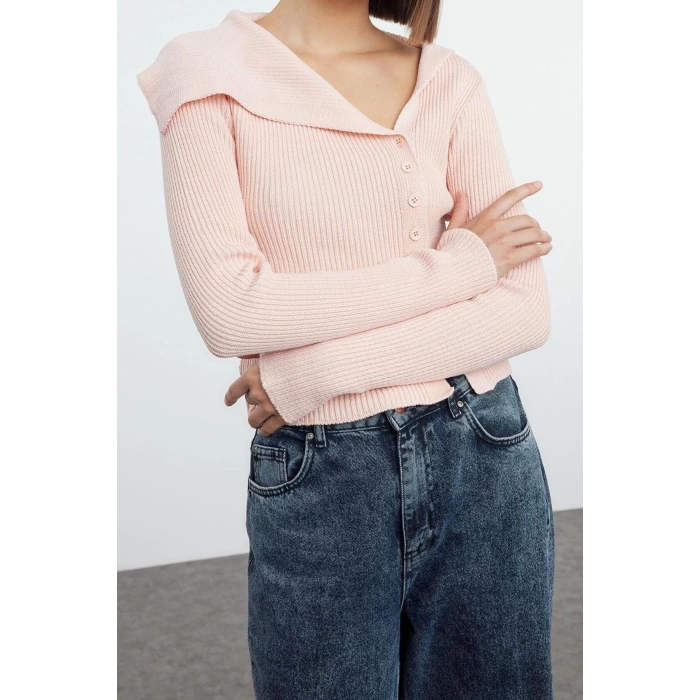 Women Fashion Stylish Regular Asymmetric Collar Slim Premium Yarn Knitwear Cardigan