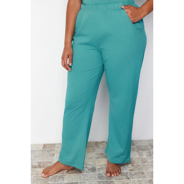 Büyük Beden Kadın Pamuklu V Yaka Kısa Kol Koala Baskılı Örme Pijama Takımı