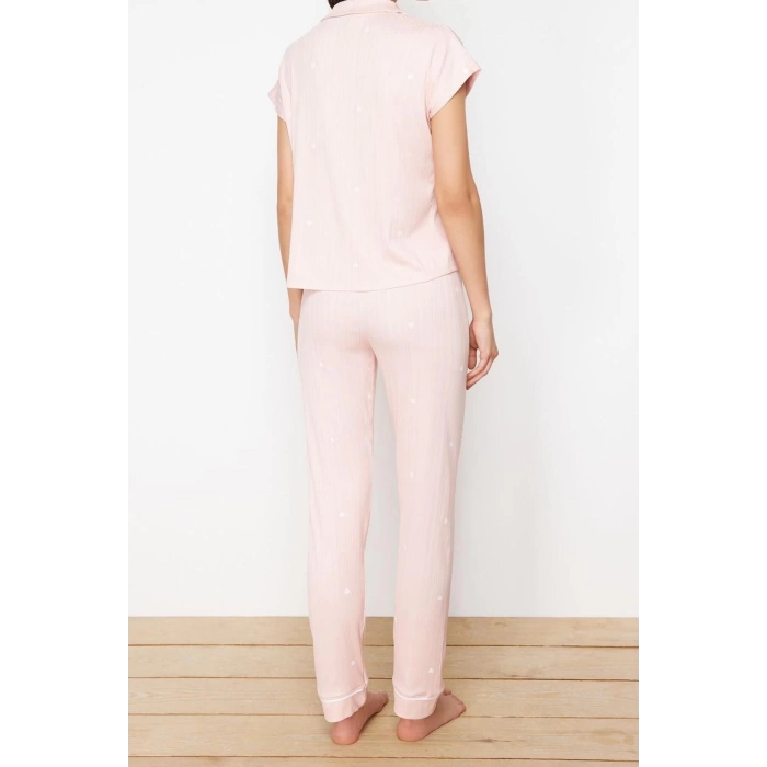Womens Polyester V Neck Strap Sleeve 5-Pack Belted Ribbon Detailed Ribbon Knitted Pajama Set