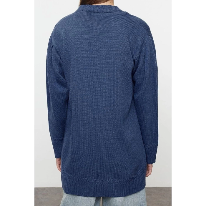 Womens Hijab Fashion Stylish Regular V Neck Long Sleeve Plain Heart Button Knitwear Cardigan