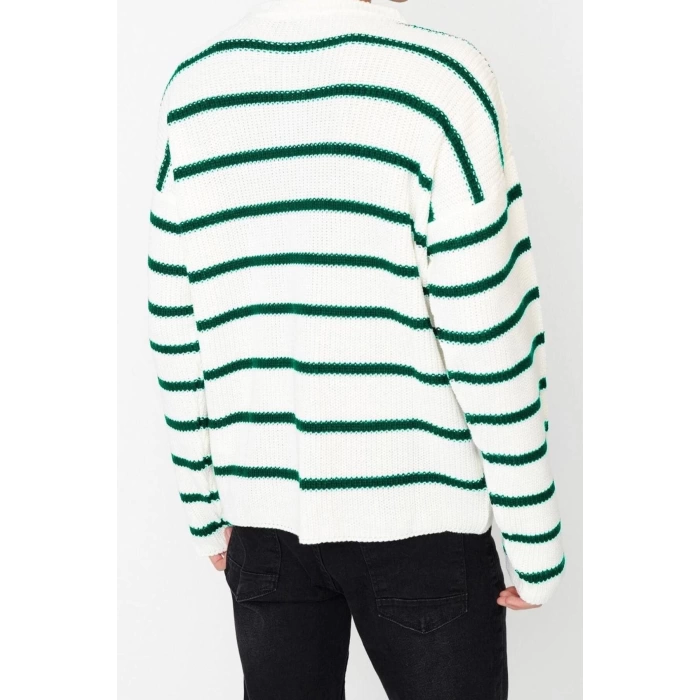 Mens Fashion Stylish Regular Crew Neck Long Sleeve Striped Oversize Knitwear Sweater