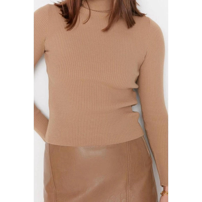 Women Fashion Stylish Regular Turtleneck Long Sleeve Plain Couple Basic Turtleneck Knitwear Sweater