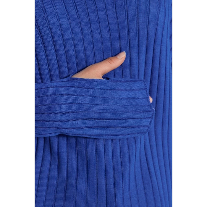 Women Fashion Stylish Regular Polo Neck Long Sleeve Plain Sleeve Detail Polo Neck Knitwear Sweater