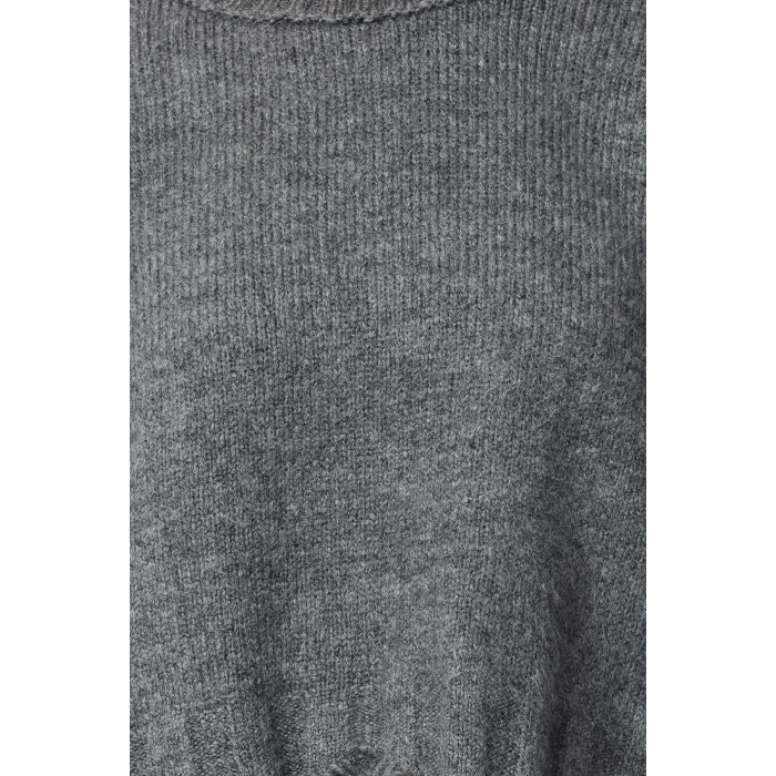 Women Fashion Stylish Crop Crew Neck Long Sleeve Plain Crop Super Wide Pattern Soft Textured Knitwear Sweater