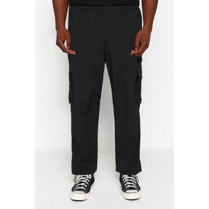 Mens New Fashion Plus Size Elastic Leg Regular Length Woven Jogger Technical Parachute Fabric Pants
