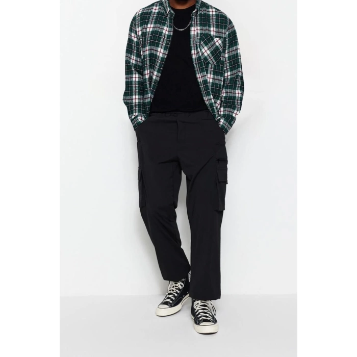 Mens New Fashion Plus Size Elastic Leg Regular Length Woven Jogger Technical Parachute Fabric Pants