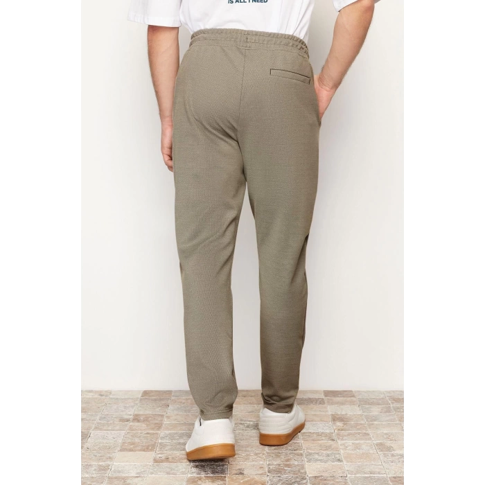 Mens New Fashion Straight Leg Regular Length Knitted Jogger Fit Waist Lace-Up Textured Knitted Casual Pants