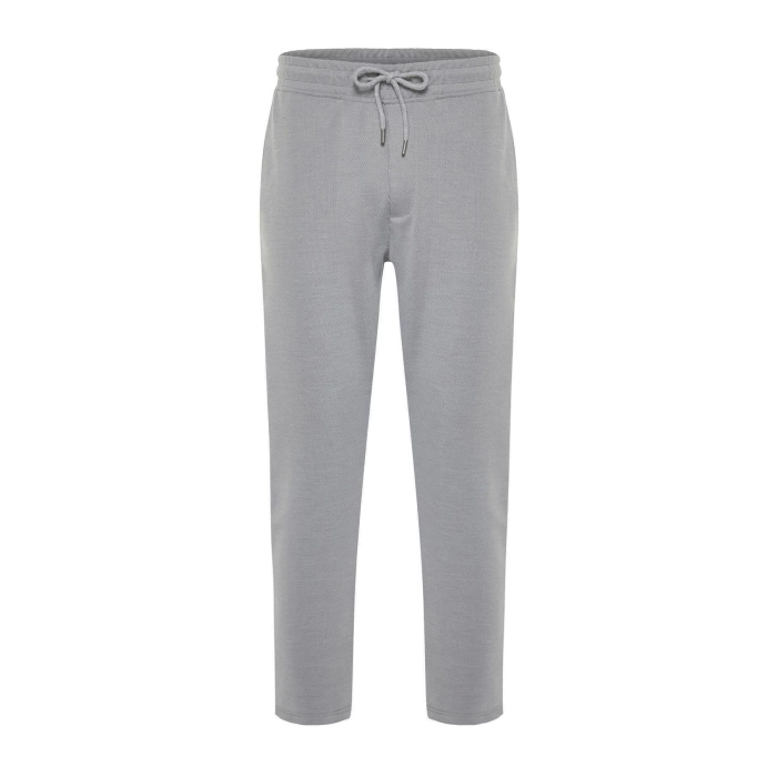 Mens New Fashion Straight Leg Regular Length Knitted Jogger Fit Waist Lace-Up Textured Knitted Casual Pants