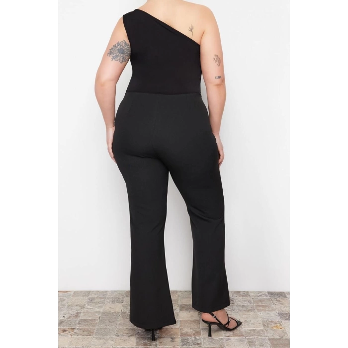 Kadın Yeni Moda Büyük Beden Boru Paça Uzun Boy Dokuma Taş Detaylı Finike Kumaş Pantolon