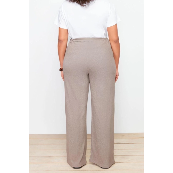 Kadın Yeni Moda Büyük Beden Geniş Paça Uzun Boy Örme Geniş Kesim Örme Pantolon