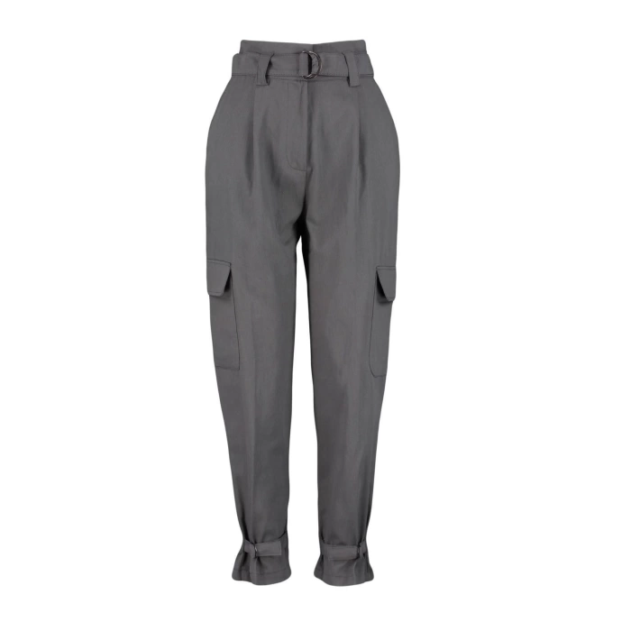 Womens New Fashion Skinny Leg Regular Length Woven Belted Cargo Pants