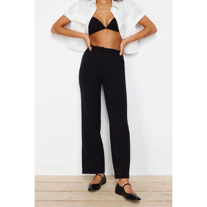 Womens New Fashion Wide Leg Long Length Woven Wide Leg Pleated Wide Leg Pants