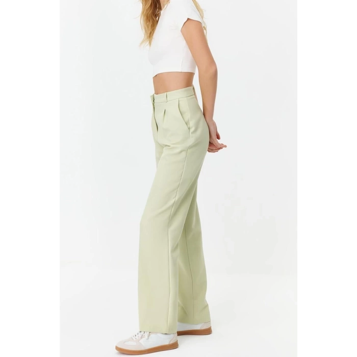 Womens New Fashion Wide Leg Long Length Woven Wide Leg Pleated Wide Leg Pants