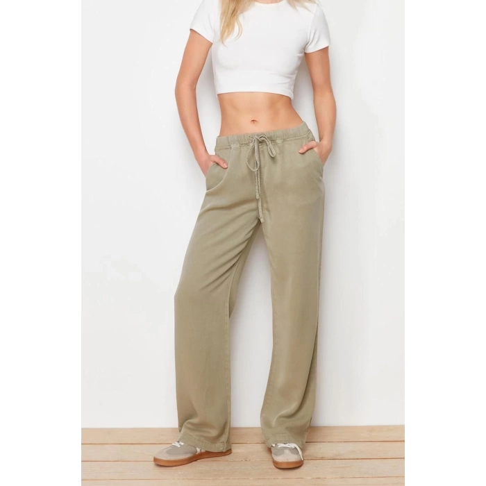 Womens New Fashion Wide Leg Regular Length Denim 100% Cotton Elastic Waist High Waist Jeans