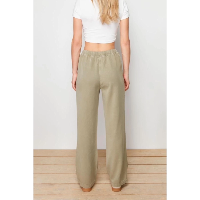 Womens New Fashion Wide Leg Regular Length Denim 100% Cotton Elastic Waist High Waist Jeans