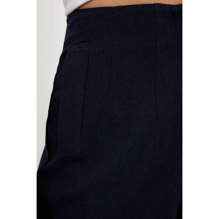Womens New Fashion Wide Leg Regular Length Woven Linen Look Wide Leg Wide Leg High Waist Trousers