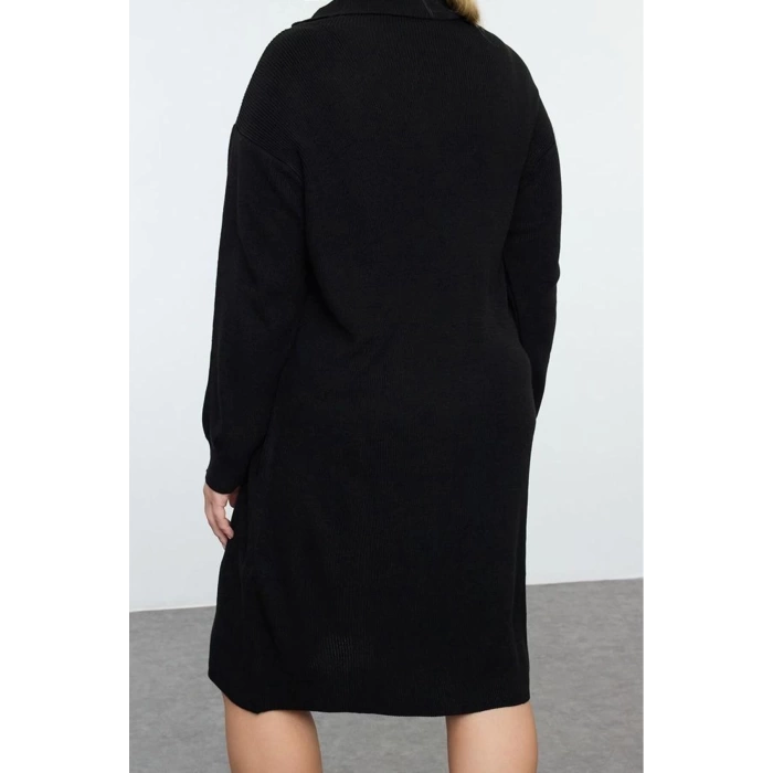 Women Fashion Stylish Plus Size Mini Turtleneck Relaxed Knitted Dress