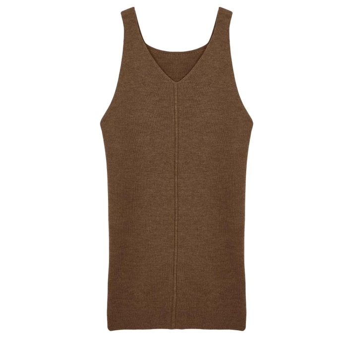 Women Fashion Stylish Plus Size Midi Length V Neck Fitted Vest Knit Dress