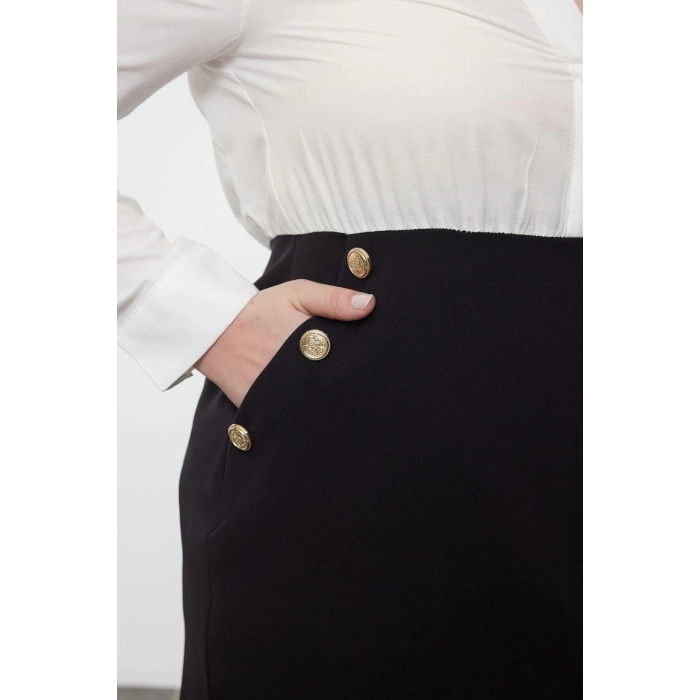 Women Fashion Stylish Plus Size Mini Length Shirt Collar Fitted Buttoned Woven Plus Size Shirt Dress
