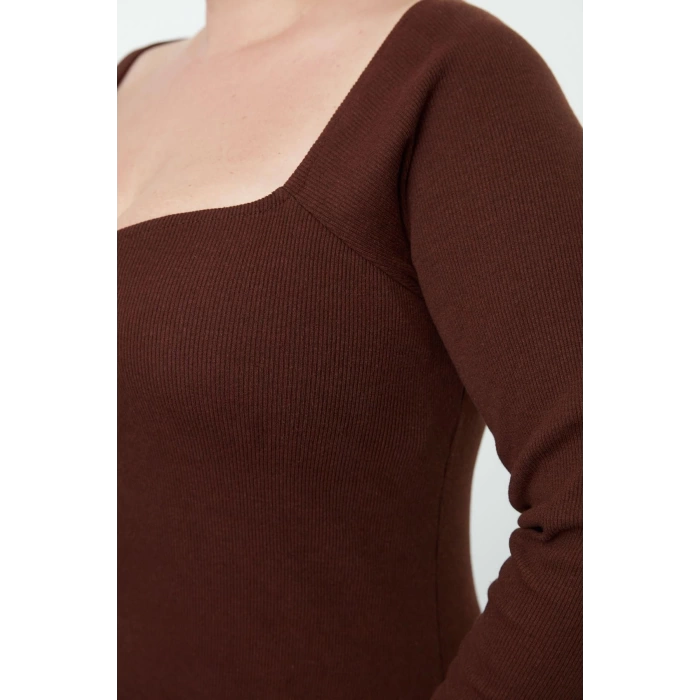 Women Fashion Stylish Plus Size Midi Length Square Neck Slim Camisole Knitted Plus Size Dress