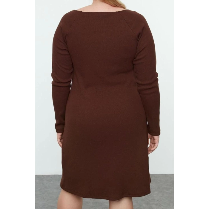 Women Fashion Stylish Plus Size Midi Length Square Neck Slim Camisole Knitted Plus Size Dress