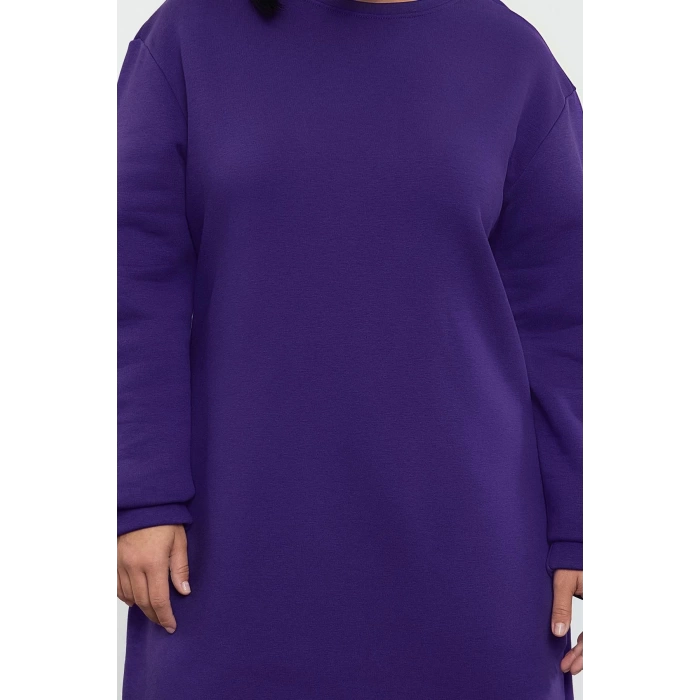 Women Fashion Stylish Plus Size Midi Length Crew Neck Relaxed 2 Yarn Non-raised Knitted Plus Size Dress