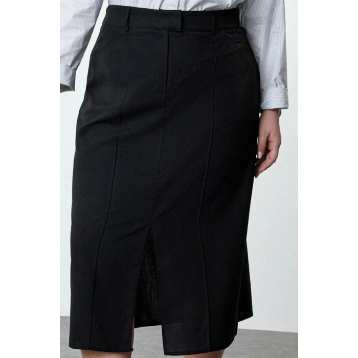 Kadın Moda Stil Maxi Astarsız Dokuma Büyük Beden Maxi Yırtmaçlı Dokuma Etek