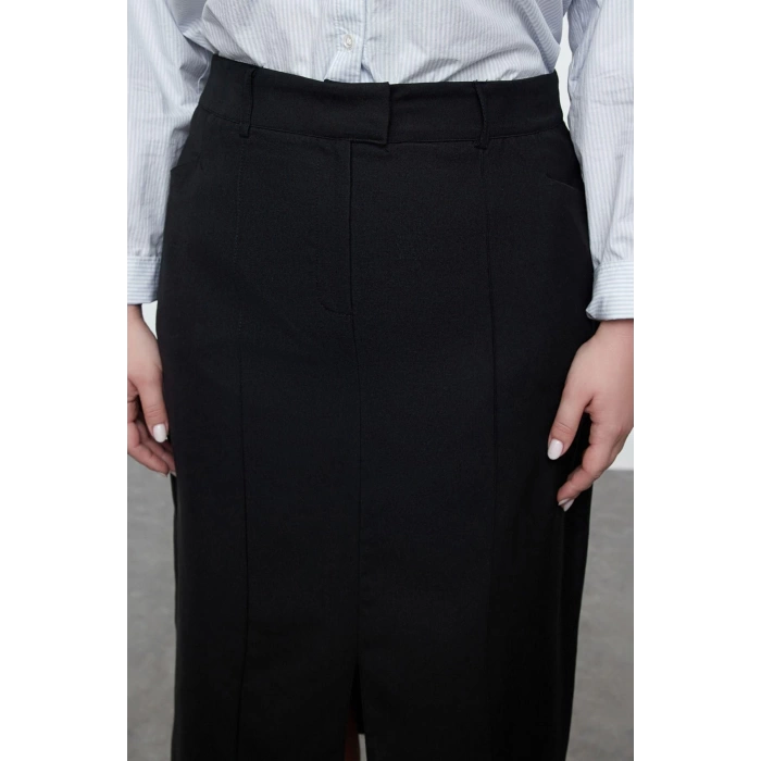 Kadın Moda Stil Maxi Astarsız Dokuma Büyük Beden Maxi Yırtmaçlı Dokuma Etek