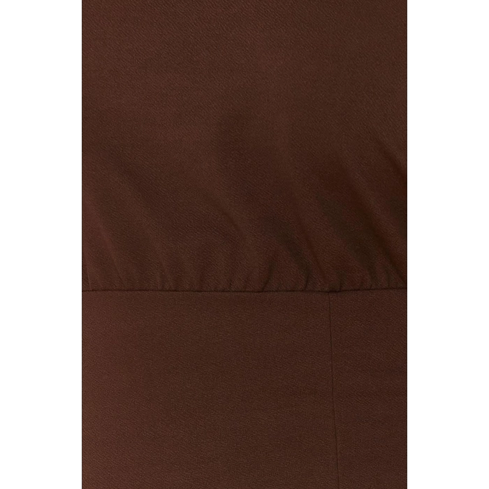 Kadın Moda Şık Büyük Beden Midi Boy Kayık Yaka Fitted Tek Omuz Örme Elbise