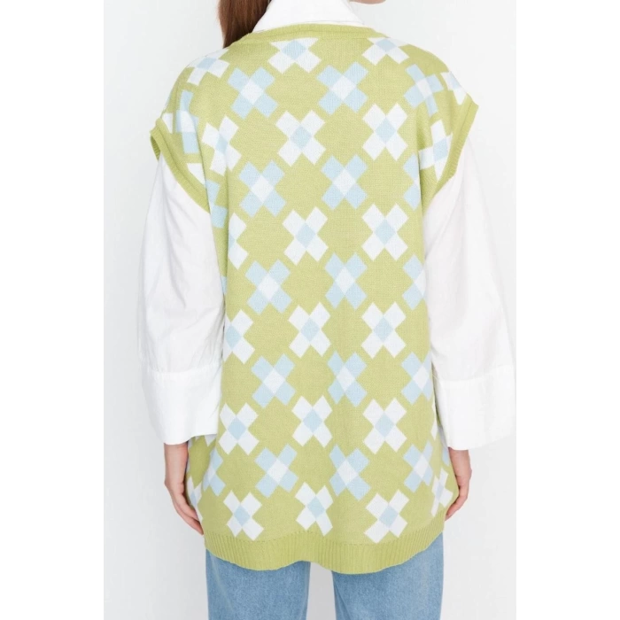 Women Fashion Stylish Hijab Crew Neck Standard Sleeve Midi Open Floral Knitted Sweater