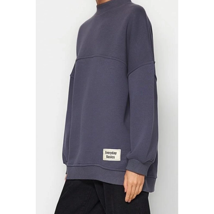 Womens Hijab Fashion Oversize Crew Neck Standard Sleeve Regular Knitted Polar Fleece Inside Furry Sweatshirt