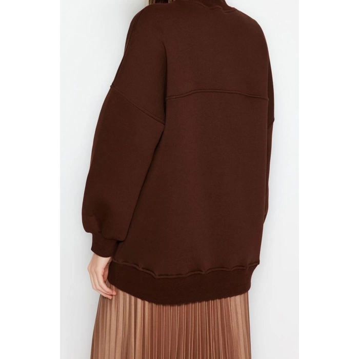 Womens Hijab Fashion Oversize Crew Neck Standard Sleeve Regular Knitted Polar Fleece Inside Furry Sweatshirt