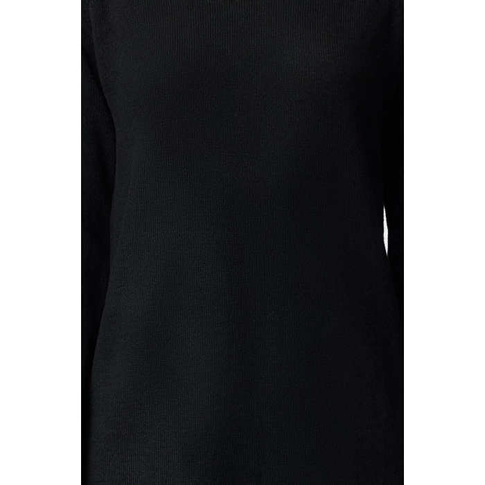 Kadın Moda Şık Tesettür Maxi Boy Balıkçı Yaka Regular Uzun Yumuşak Dokulu Triko Elbise