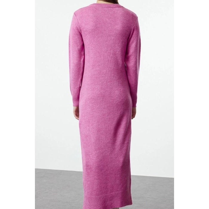 Women Fashion Stylish Hijab Maxi Length V Neck Oversize Soft Texture Knit Dress