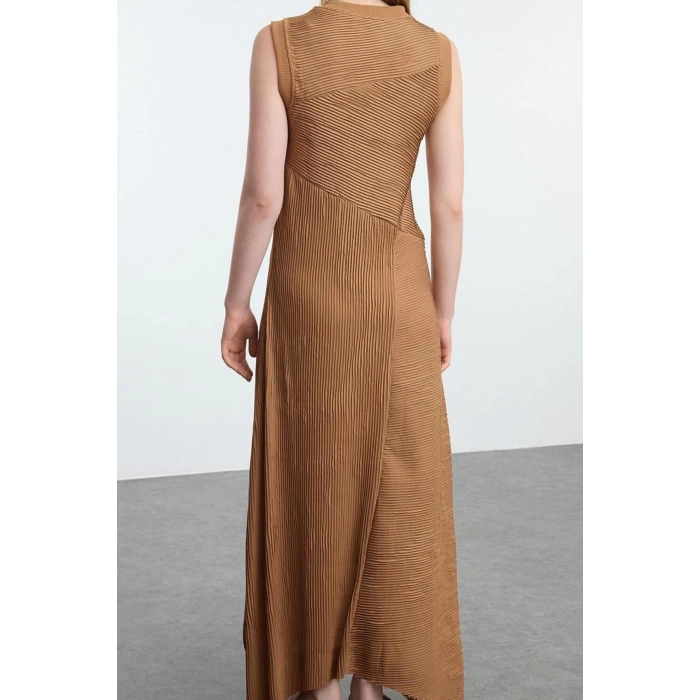 Women Fashion Stylish Hijab Midi Length Crew Neck Regular Knitted Undershirt Lining Dress