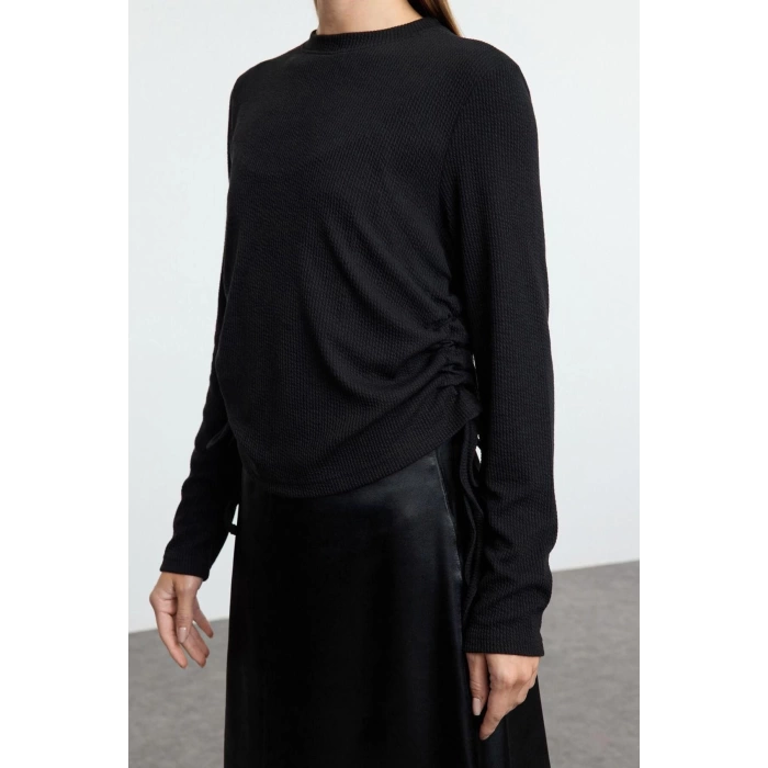 Kadın Tesettür Midi Boy Regular Örme Uzun Kollu T-Shirt-İp Askılı Dokuma Saten Elbise 2li Takım