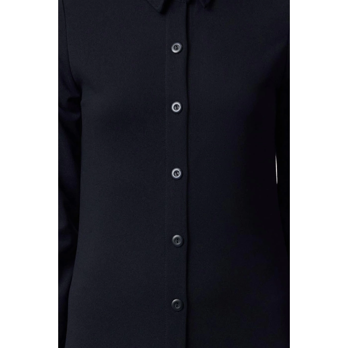 Women Fashion Stylish Hijab Midi Length Crew Neck Relaxed Buttoned Knitted Dress