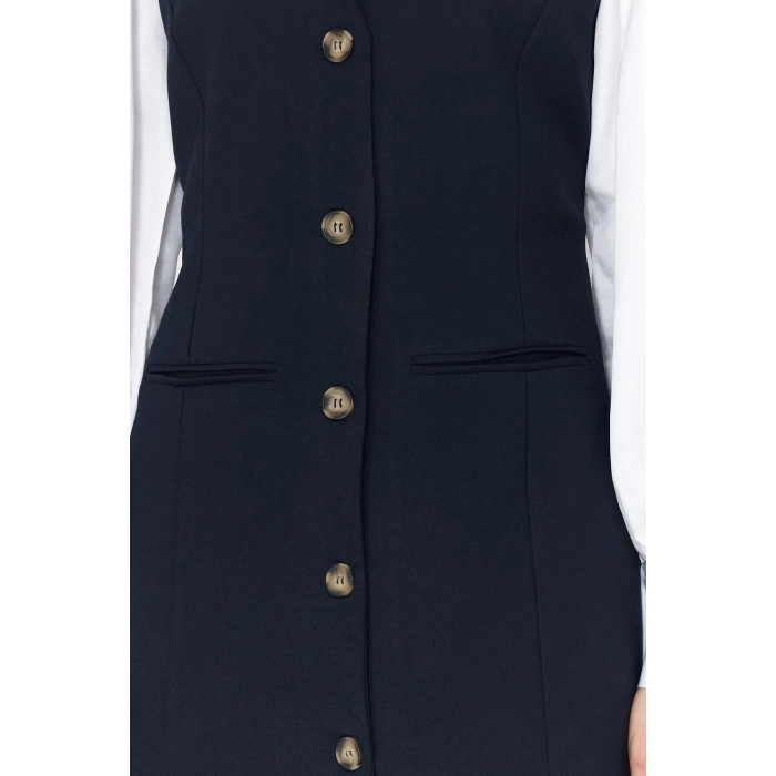 Women Fashion Stylish Hijab Maxi Length V Neck Regular Woven Fabric Vest Dress
