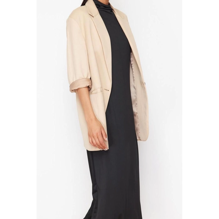 Women Fashion Stylish Hijab Maxi Length Stand Collar Regular Knitted Diver Scuba Sleeveless Lining Underwear Dress