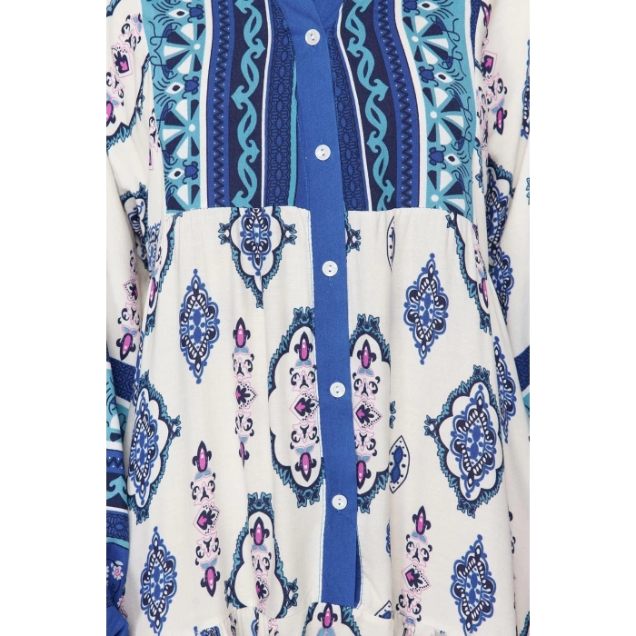 Women Fashion Stylish Hijab Maxi Length V Neck Relaxed Floral Patterned Woven Viscose Dress