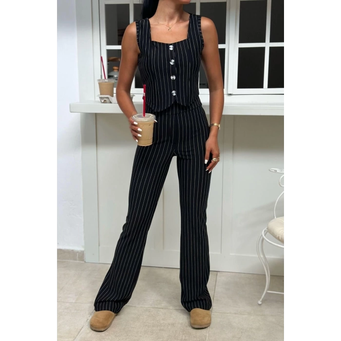 Womens Fashion Stylish Regular Long Length Long Sleeve Regular Buttoned Flexible Knitted Top-Bottom Set