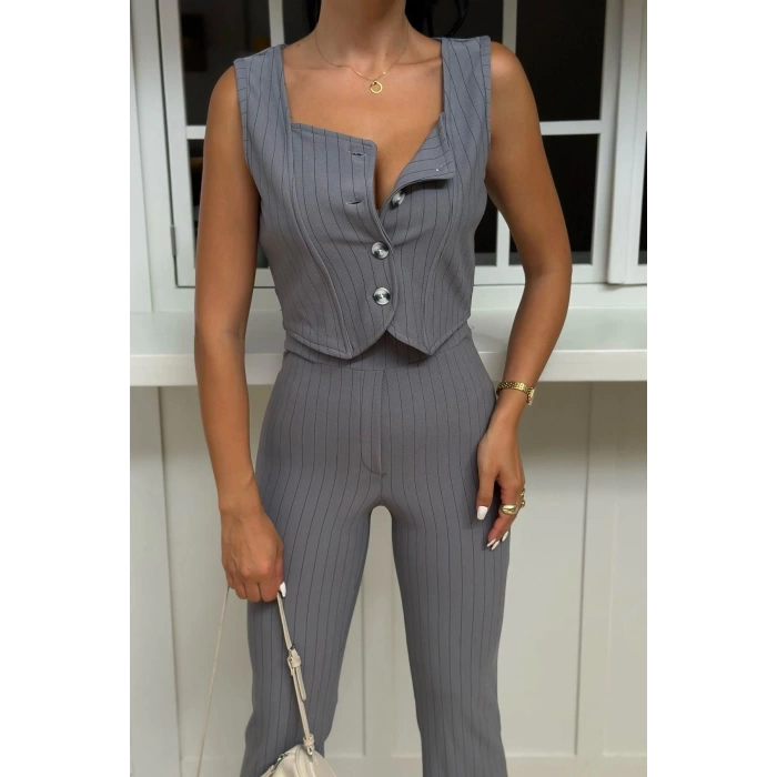 Womens Fashion Stylish Regular Long Length Long Sleeve Regular Buttoned Flexible Knitted Top-Bottom Set