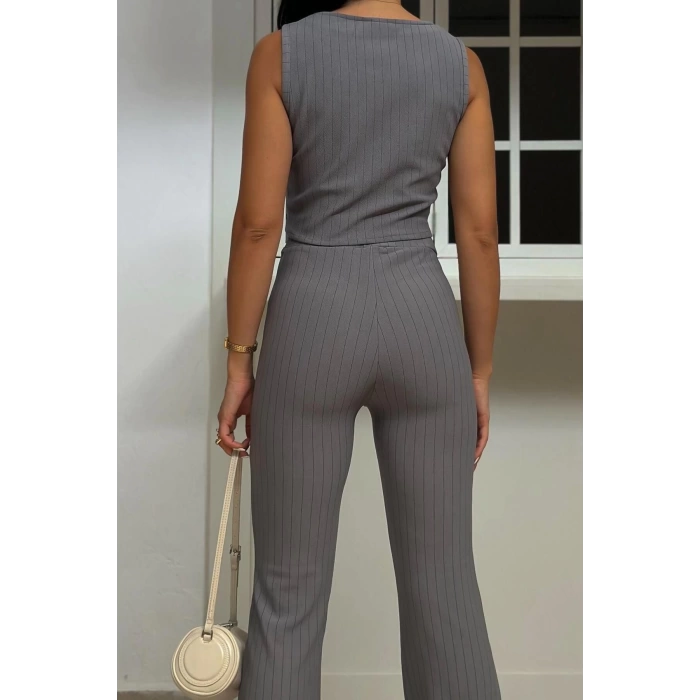 Womens Fashion Stylish Regular Long Length Long Sleeve Regular Buttoned Flexible Knitted Top-Bottom Set