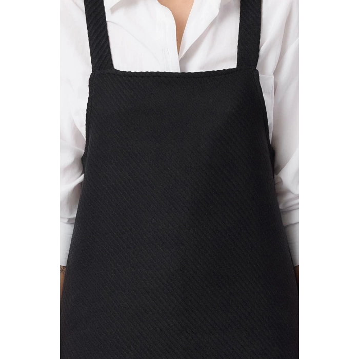 Women Fashion Stylish Mini Length Square Collar Regular Herringbone Vest Woven Dress